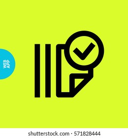 Documents tick isolated minimal single flat linear icon for application and info-graphic. Catalog line vector icon for websites and mobile minimalistic flat design.