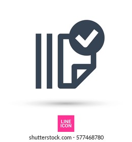 Documents tick isolated minimal single flat linear icon for application and info-graphic. Catalog line vector icon for websites and mobile minimalistic flat design.