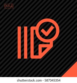 Documents tick isolated minimal single flat linear icon for application and info-graphic. Catalog line vector icon for websites and mobile minimalistic flat design.