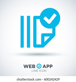 Documents tick isolated minimal single flat linear icon for application and info-graphic. Catalog line vector icon for websites and mobile minimalistic flat design.