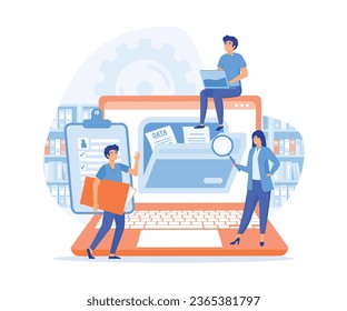 documents tracking system concept. Organized archive. Searching files in database. Records management, flat vector modern illustration