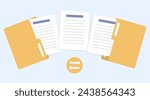 Documents transfer file from folder, Transfer data, Sheet paper transfer, Flat design, Open folder icon vector illustration.