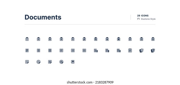 Documents UI Icons Pack Duotone Style