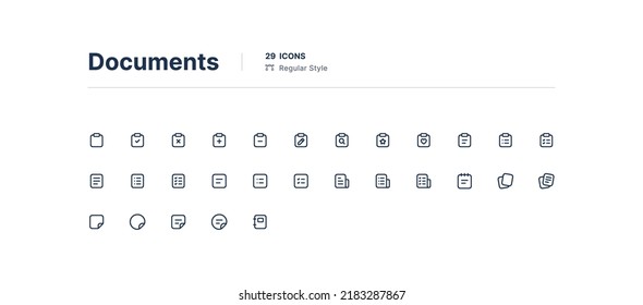 Documents UI Icons Pack Line Style