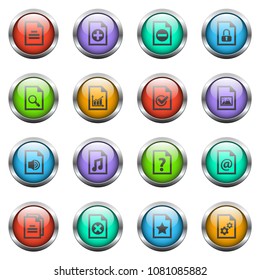 documents vector icons on color glass buttons