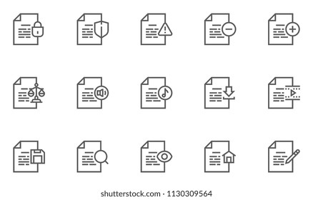 Documents Vector Line Icons Set. Document Flow Management, File Management, Types Of Documents. Editable Stroke. 48x48 Pixel Perfect.