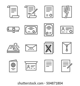 Documents Vector Line Icons set 2. Included the icons as agreement, contract, license, certificate, indenture, top secret and more.