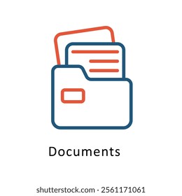 Documents Vector Two Color Icon. Eps file 10