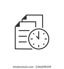 Documents and watch. Monochrome black and white icon