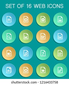 documents web icons on colorful round buttons