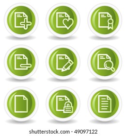 Documents web icons set 2, green circle buttons