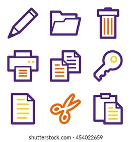 Documents web icons set. Office and CRM mobile symbols.