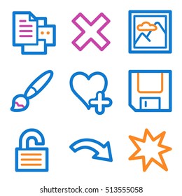 Dokumente Web-Symbole gesetzt. Office- und CRM-Mobilsymbole.