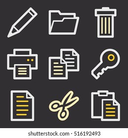 Documents web icons set. Office and CRM mobile symbols.