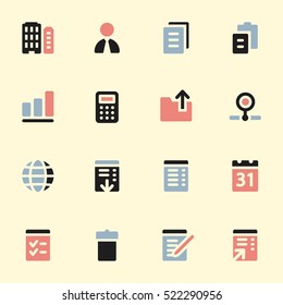 Documents web icons set. Office and CRM mobile symbols.