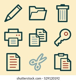 Documents web icons set. Office and CRM mobile symbols.