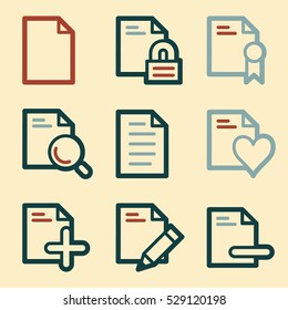 Documents web icons set. Office and CRM mobile symbols.