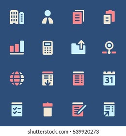 Documents web icons set. Office and CRM mobile symbols.