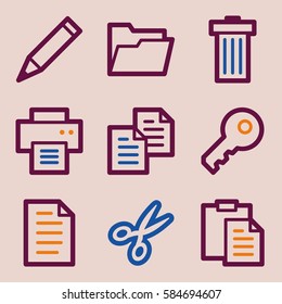 Archivo de iconos web. Símbolos móviles de Office y CRM.