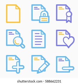 Documents web icons set. Office and CRM mobile symbols.