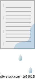 Documentos húmedos con ilustraciones vectoriales aisladas en agua