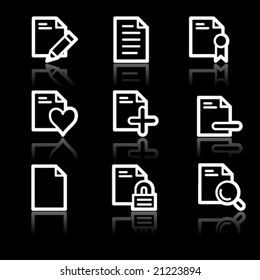 Documentos contorno blanco iconos web conjunto 2
