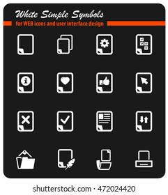 Documents white simply symbols for web icons and user interface design