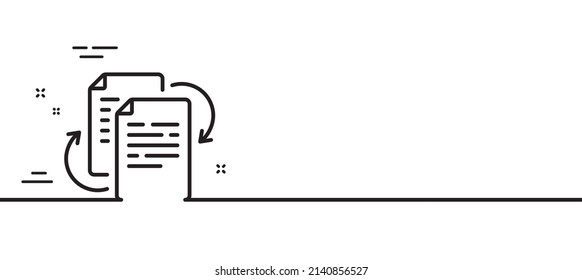 Documents workflow line icon. Doc file page sign. Bureaucracy symbol. Minimal line illustration background. Bureaucracy line icon pattern banner. White web template concept. Vector