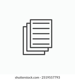 Documentsline in Thin line black color. flat simple vector symbols illustration.