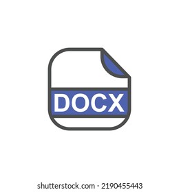 DOCX File Extension, Rounded Square Icon with Text - Format Extension Icon Vector Illustration.