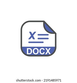 DOCX File Extension, Rounded Square Icon with Symbol - Format Extension Icon Vector Illustration.