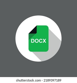 Docx file format flat icons set. Yellow paper document pictograms with different file types, extensions. Web design graphic elements. Vector icons isolated on white background.