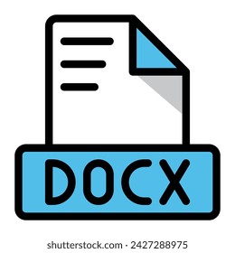 Docx file icon colorful style design. document format text file icons, Extension, type data, vector illustration.