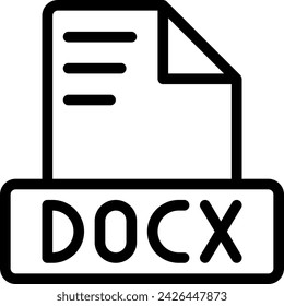 Docx file icon outline style design. Document text file symbol, vector illustration.