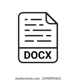 DOCX file icon set. DOCX file type symbol. File DOCX format icon in black filled and outlined style isolated on transparent background.