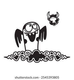 Doddle art hallowen cute monster 