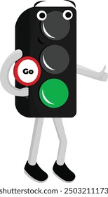 Doddle art vector ilustration design with a traffic light theme with green signs suitable for children's education and graphic assets