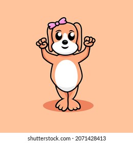 doddle female dog front side character cartoon illustration vector editable for decoration or stictker