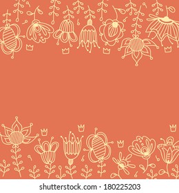 Doddle floral and crowns frame with empty space for your text
