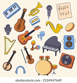 Doddle musical instruments vector set