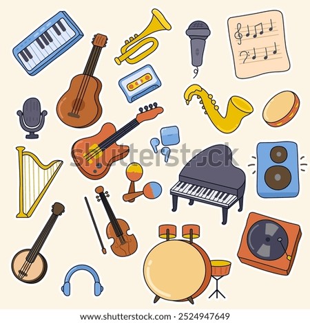 Doddle musical instruments vector set
