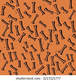 Doddle seamless pattern with bones. Halloween theme.  Useable for textiles, wrappers, posters, stickers, prints, wallpapers, surface design.