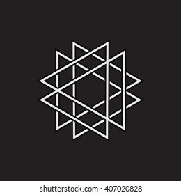 Dodecagon. Minimal abstract symbol. Sacred geometry. Black background. Stock vector.