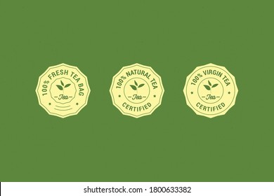Conjunto de diseño de la placa de la marca de té Dodecagon. Plantillas de formulario Círculo Té. Elemento de diseño, publicidad, envasado de productos de té