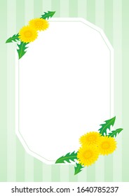 Dodecagonal frame with dandelion illustration on striped background