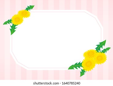 Dodecagonal frame with dandelion illustration on striped background