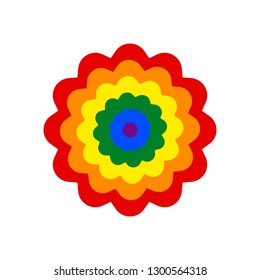 Dodecagonal shape LGBT rainbow pride flag symbol. The sign created for popularizing and support the LGBT community in social media. The design graphic element is saved as vector illustration EPS file
