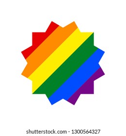 Dodecagonal shape LGBT rainbow pride flag symbol. The sign created for popularizing and support the LGBT community in social media. The design graphic element is saved as vector illustration EPS file