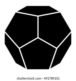 Dodecahedron In Black, Sacred Geometry, Platonic Solid, Vector Illustration