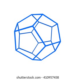 Dodecahedron Carcass Framework Isolated On White Background. Vector Illustration.